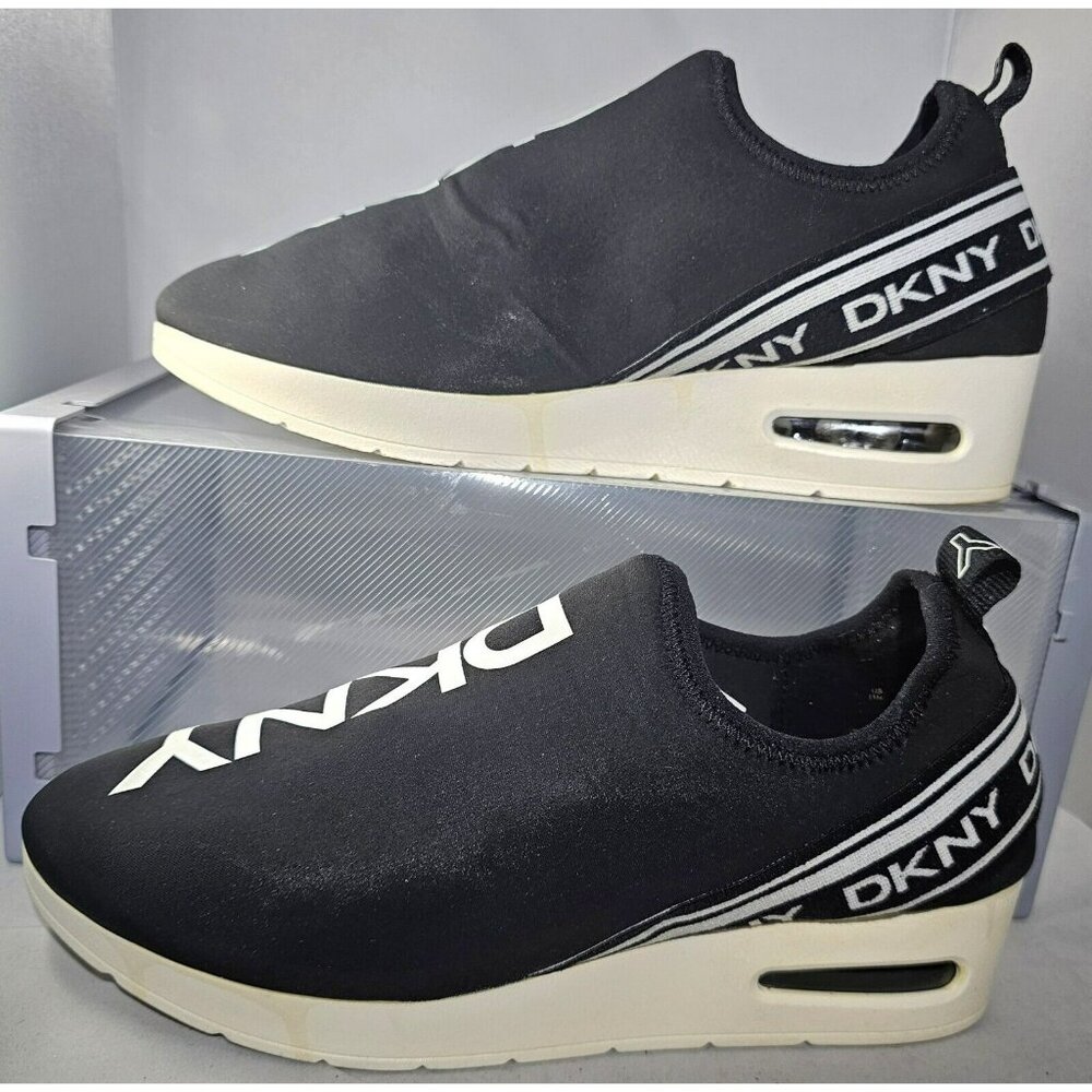 DKNY Women’s Black/White Fashion Logo Wedges Sneakers  Size 11M